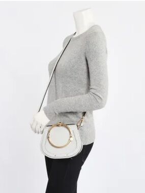 Chloe White Leather Shoulder Bag with Gold Bracelet Handle